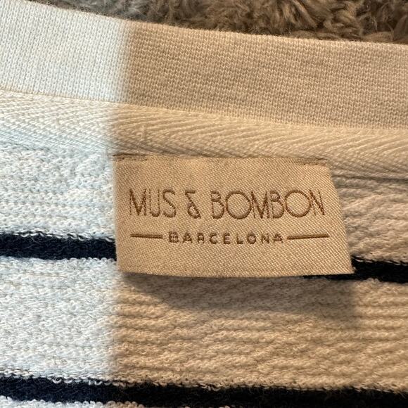 Mus & Bombon Aldea Stripe Sweatshirt Boucle Knit Top S Small Navy Blue Cream - Picture 7 of 10